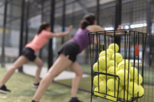 Tennis warm-ups, women  stretching in preparation