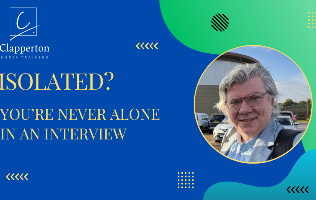 Graphic with Guy's pic and the title "Isolated? You're Never Alone In An Interview".